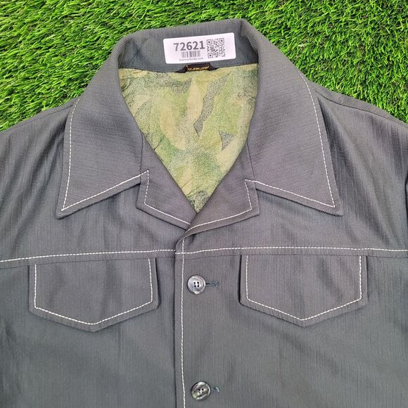 Vintage 70s Safari Style Chore Coat Jacket S/M 21x30 Dagger Collar Scovill Zip - Picture 2 of 12